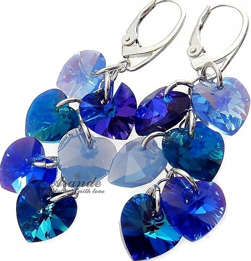 Dlouhé krystaly Náušnice Stříbro Srdce