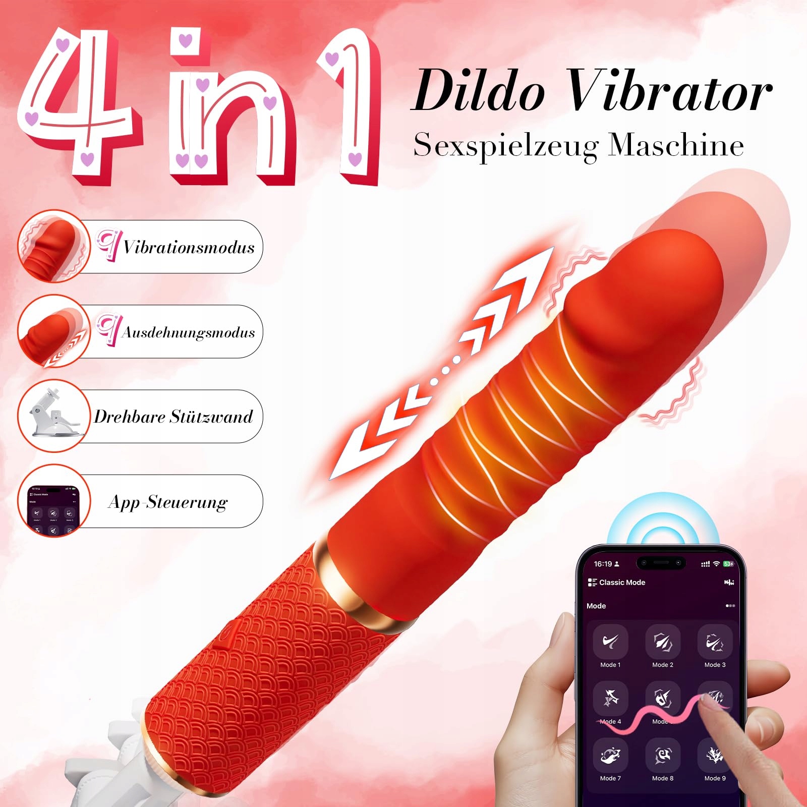 DILDO Wibrator 9 Funkcji Wibracji Dla Kobiet i Par Sex Zabawka — miniatura 2
