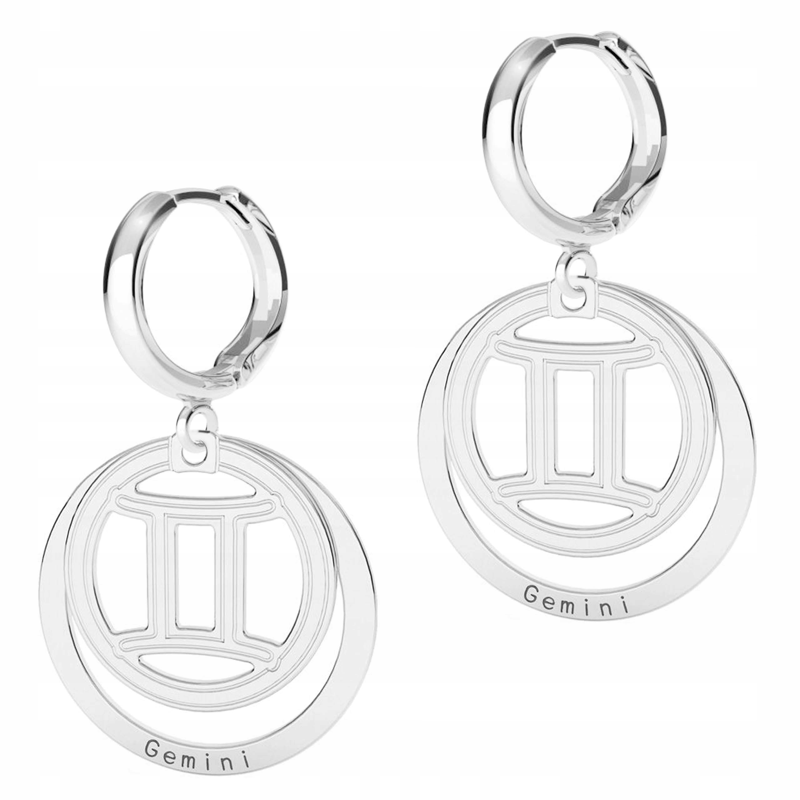 Stříbrné Náušnice Znamení Blíženců se znamením Gemini zvěrokruhové Stříbro 925