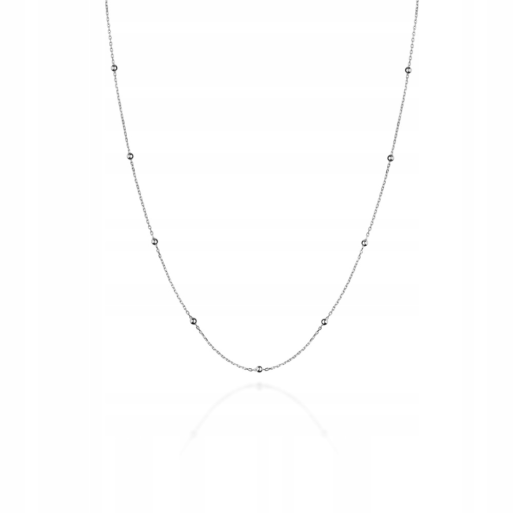 Srebrny Naszyjnik Damski pr. 925 Łańcuszek z Koralikami Kuleczkami