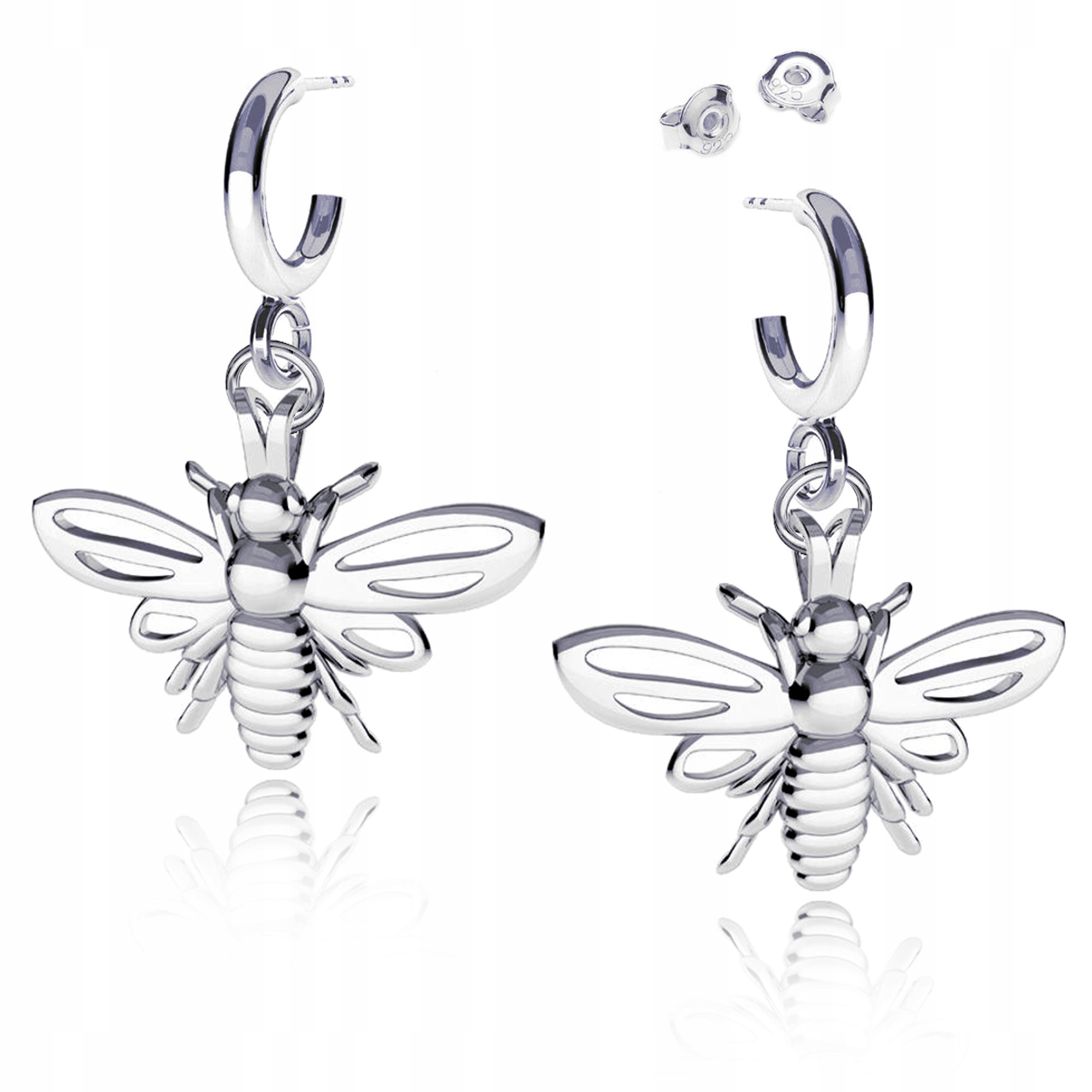 Včela včela stříbrné náušnice na tyčkách stříbro 925