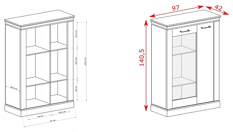 Witryna, komoda ANTICA A12- 3 KOLORY Kolekcja pokojowa