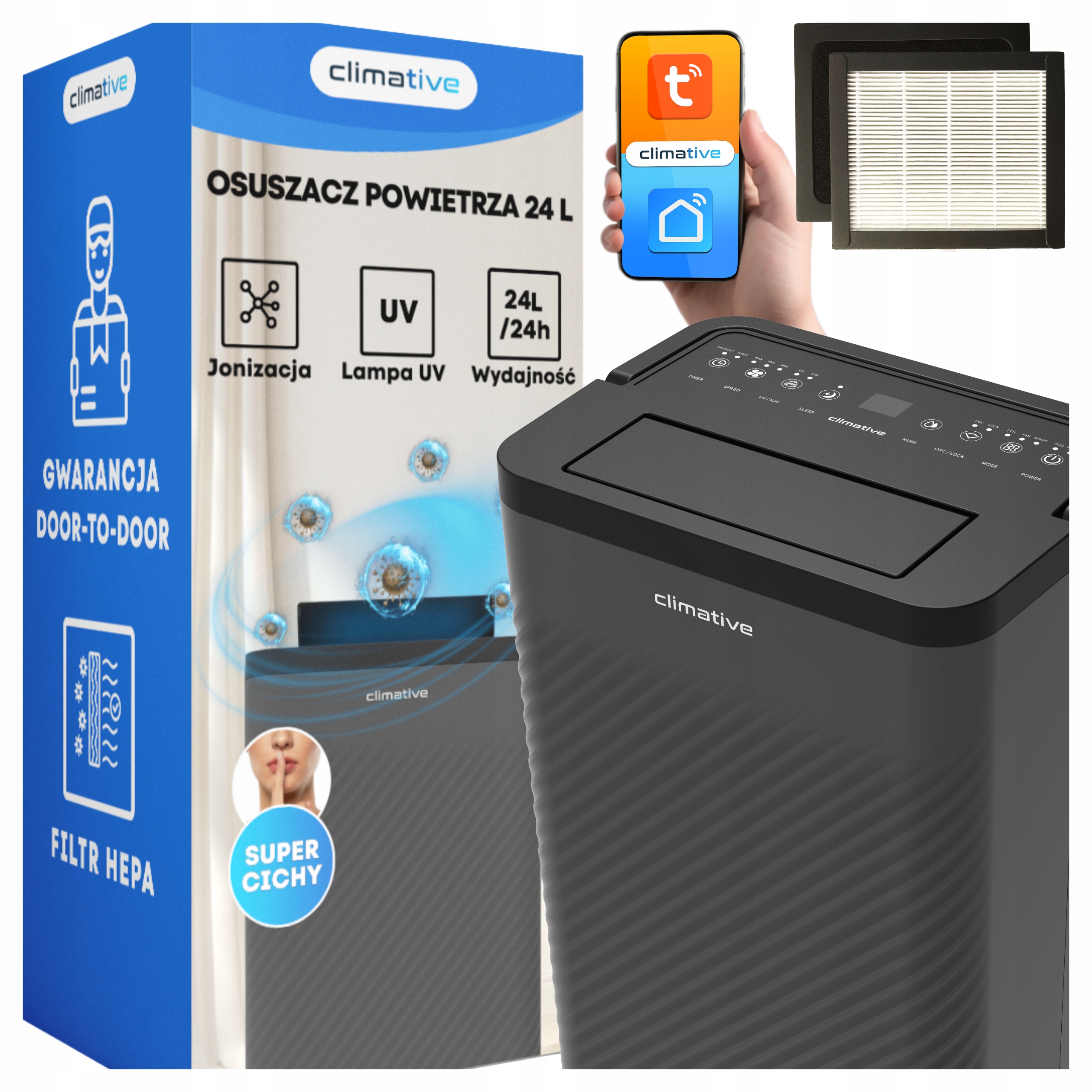 Odvlhčovač vzduchu 20 l/24 l čistič 2v1 Nexi Uv Ion WiFi Hepa do 50 m²