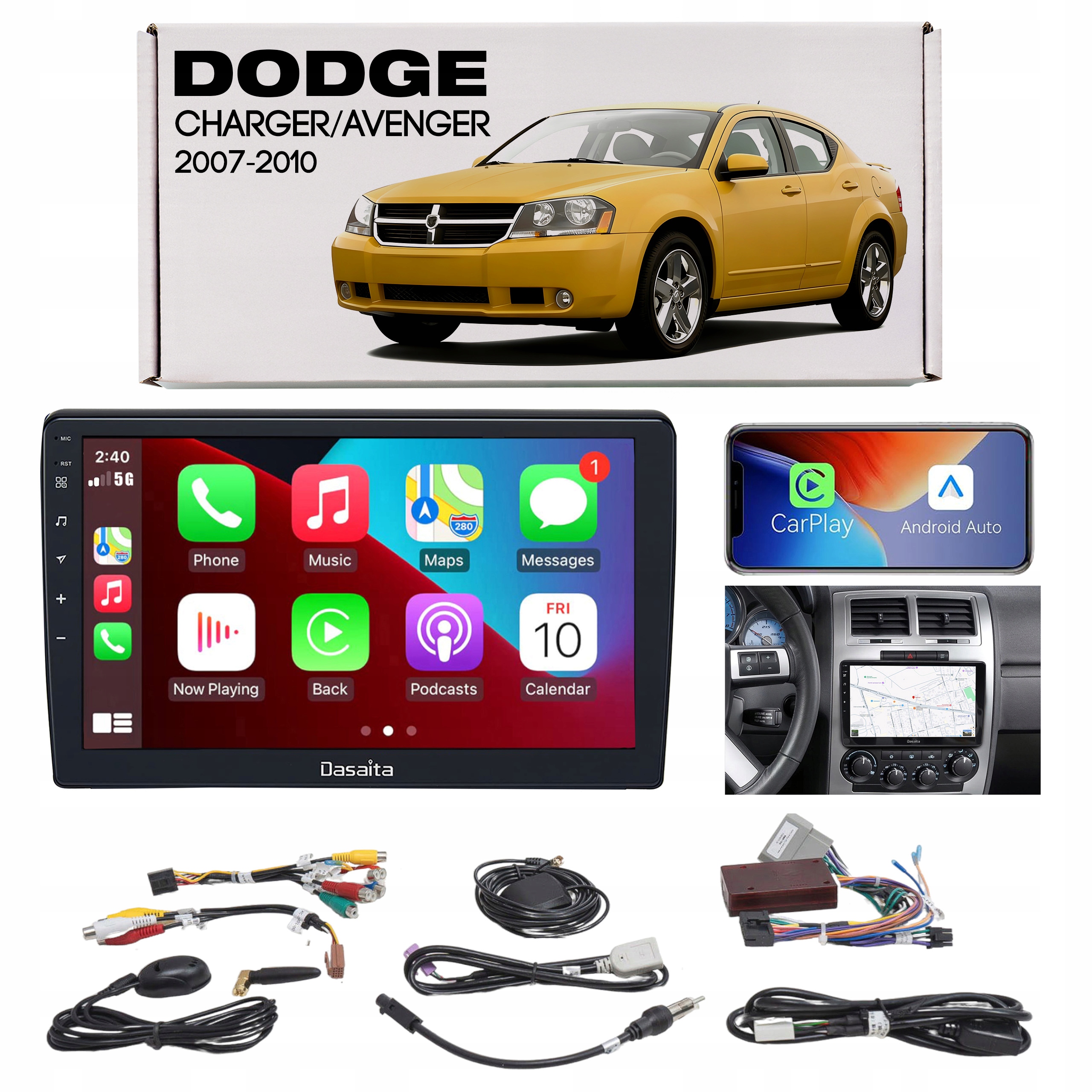 Dodge Charger Avenger Rádio Navigácia 10.2"ANDROID Carplay 6/64 Gb
