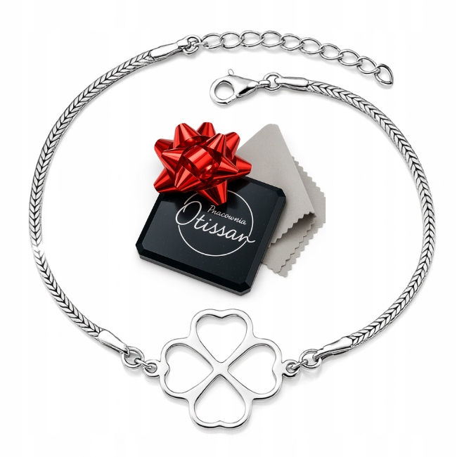 Bransoletka srebrna koniczynka próba 925 biżuteria damska