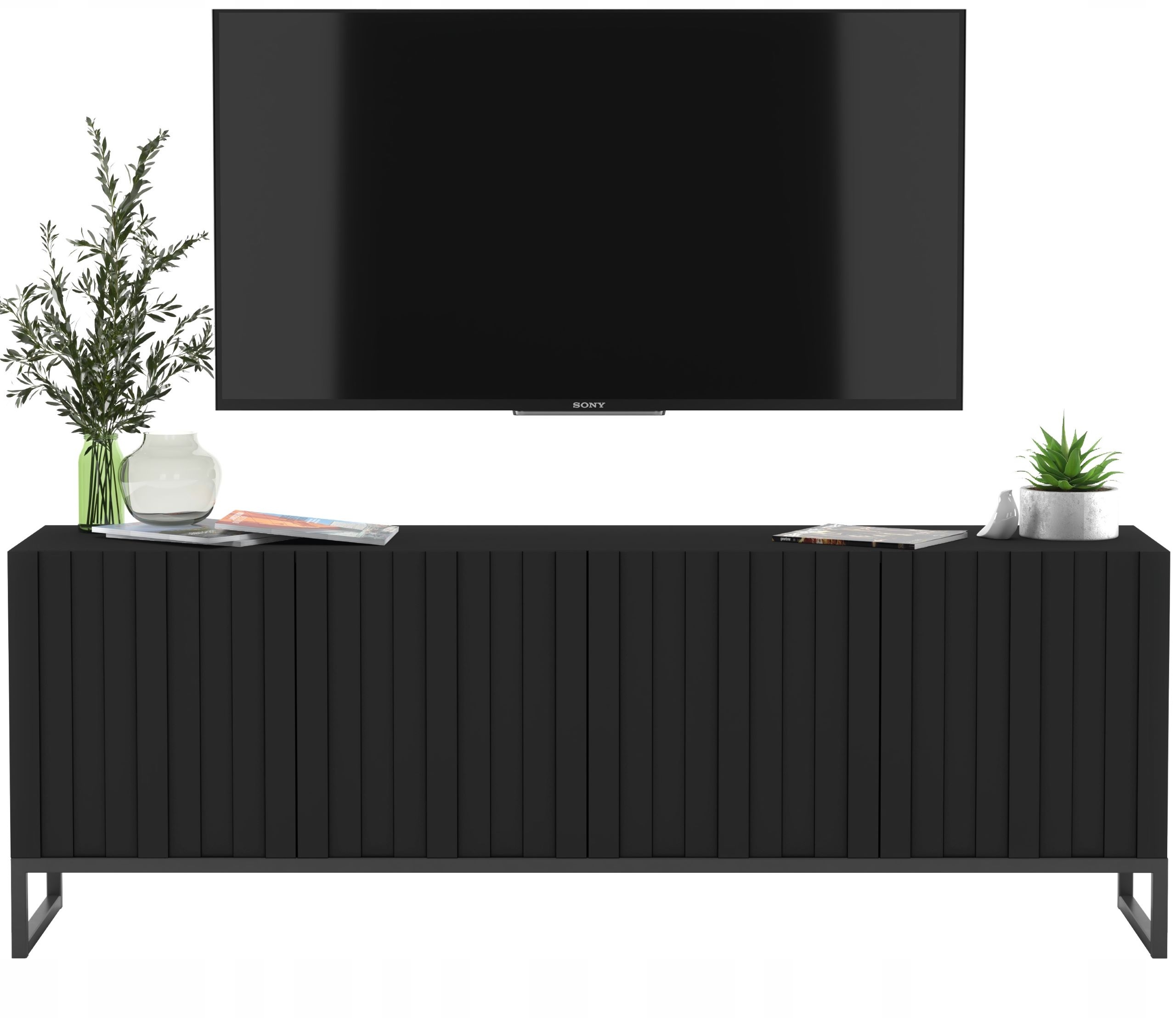 Szafka Rtv Nowoczesna Czarny Mat Loft Industrialna Komoda Rtv Glamour 150cm
