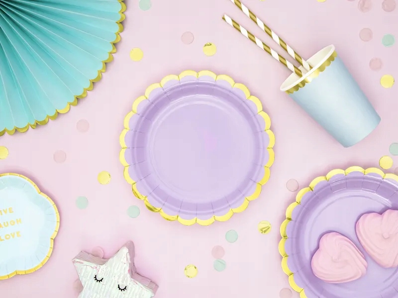 Słomki Papierowe Białe w Złote Paski Rurki do Napojów , 10 sztuk Marka Party Deco