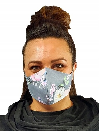 

Maseczka Profilowana Bawełn.Kwiaty szara Wielorazo