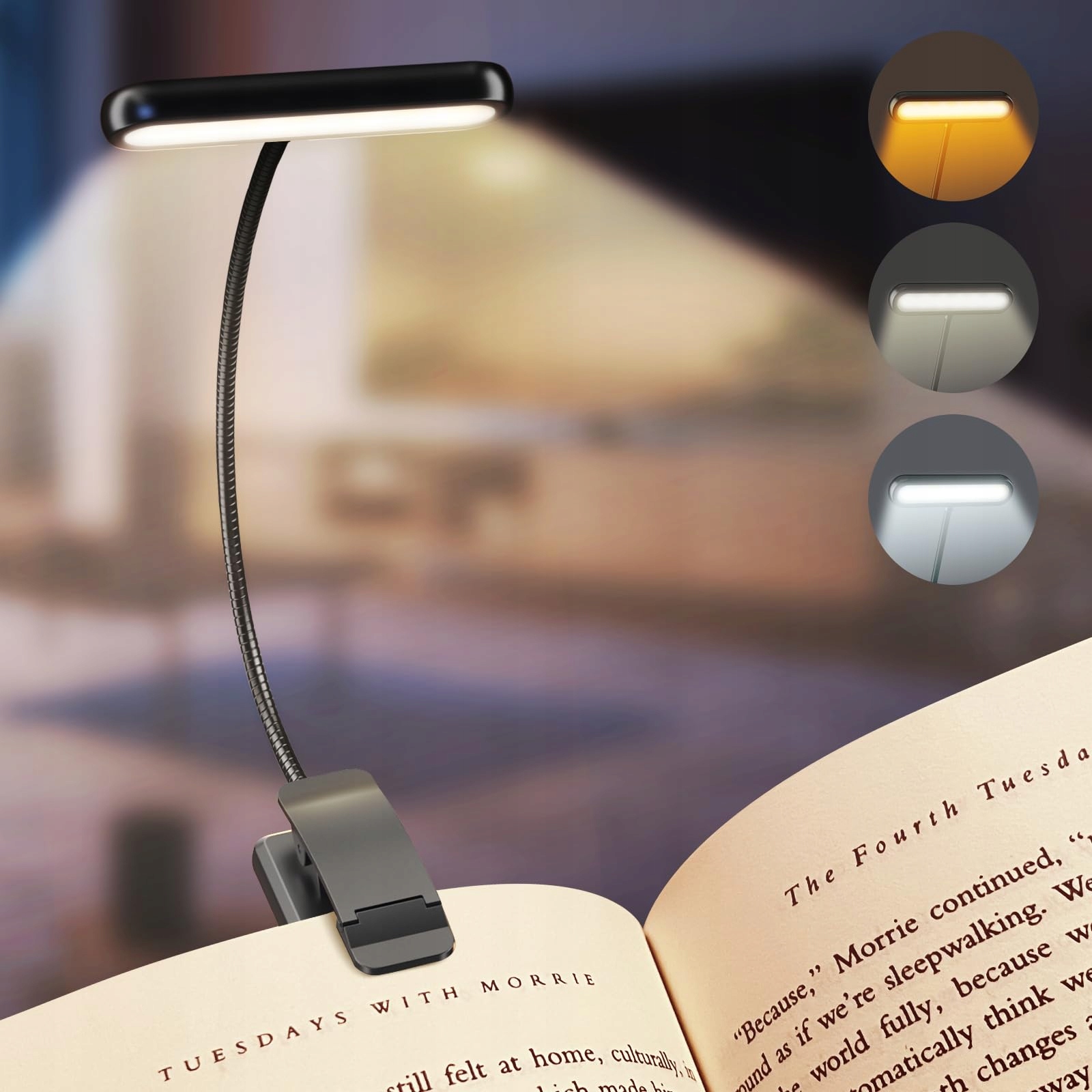 Lampička na čtení IFalarila s klipem Nastavitelná Usb C 3 Barvy 10