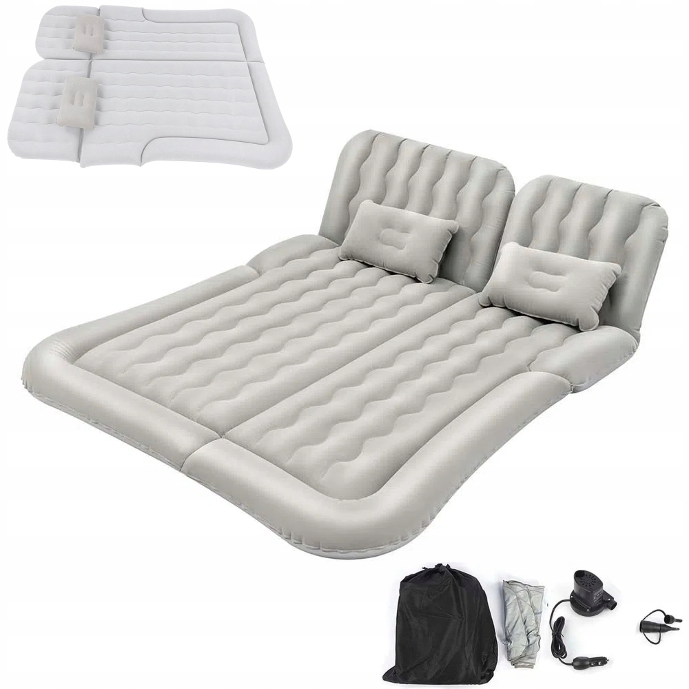 Materac Samochodowy XXL do Suv Łóżko Do Auta Pompka Szary Zestaw