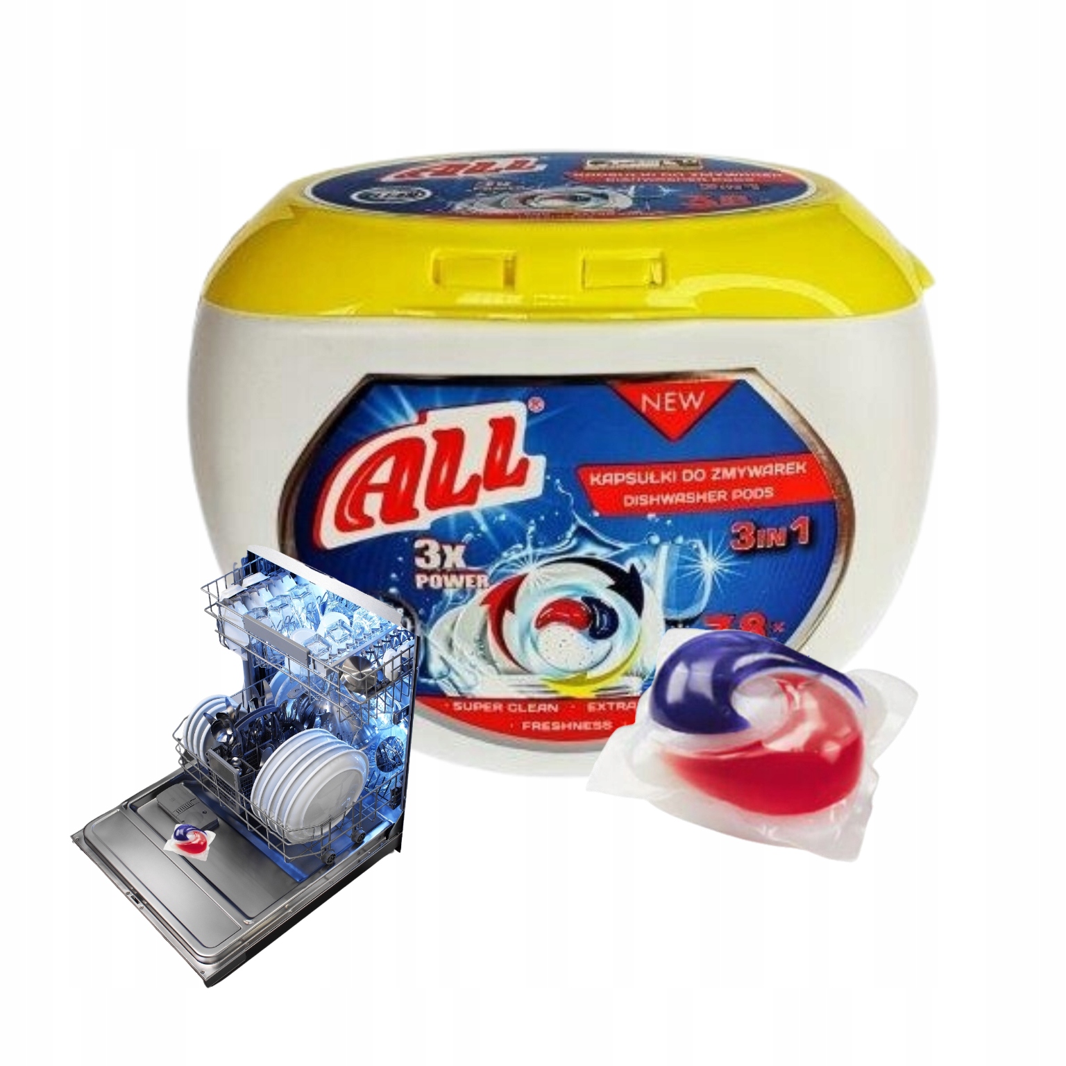 Kapsle do myčky nádobí 3x Power 3 in 1. 38ks