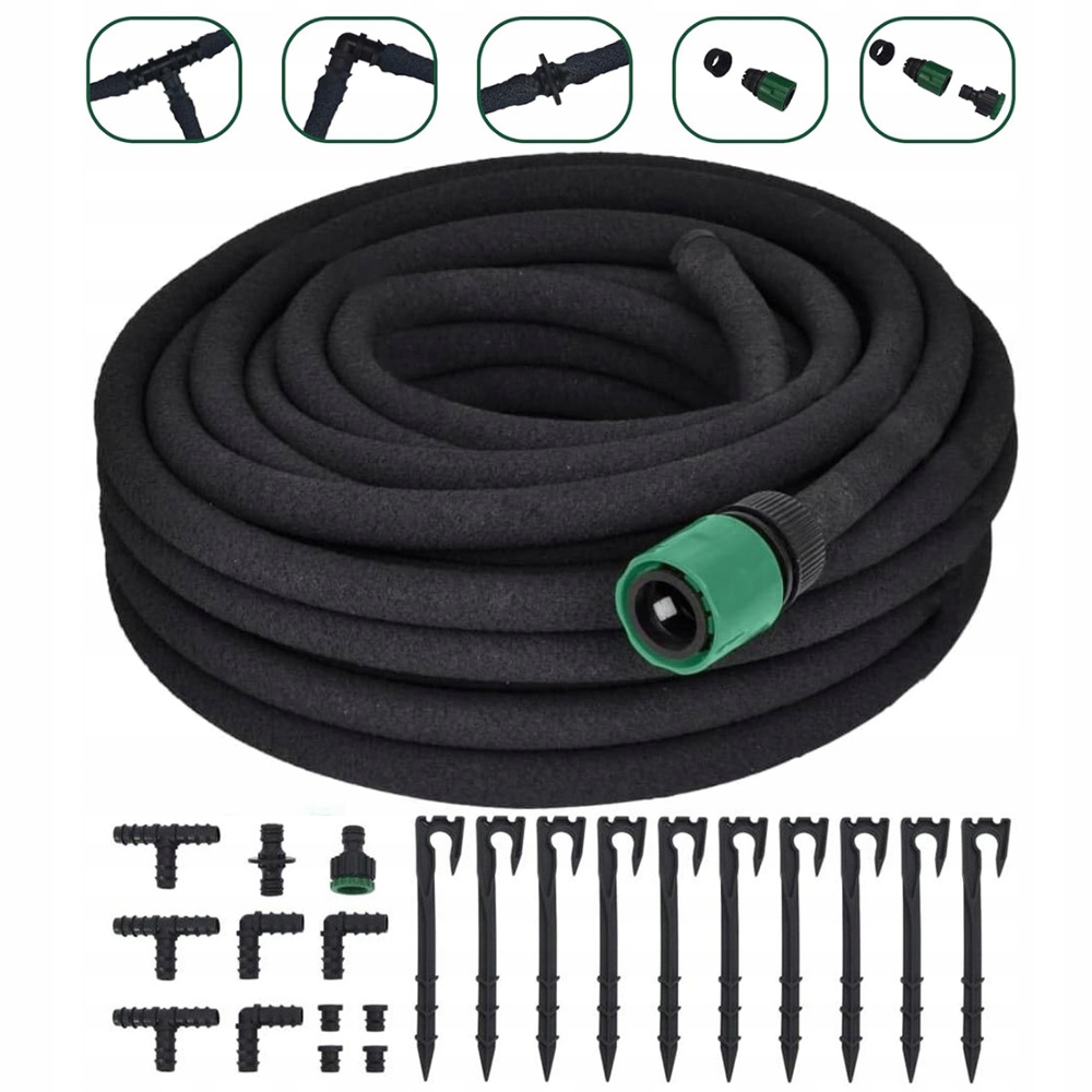 Hadice 50M Průměr Černá Potící 1/2" s příslušenstvím