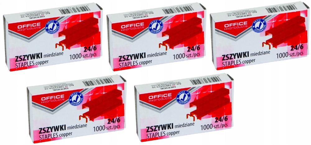 

Zszywki Office Products 24/6 miedziane 1000szt x5
