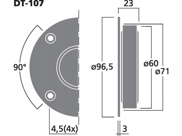 MONACOR DT-107 Głośnik wysokotonowy HiFi 130W 8ohm Model DT-107