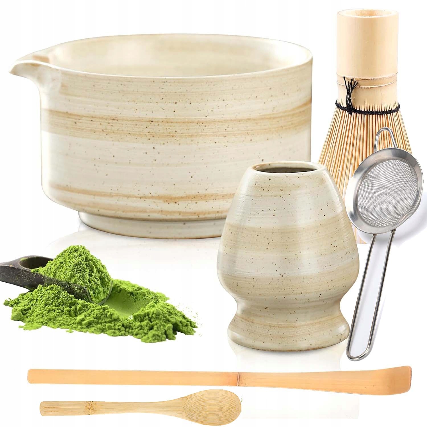 Levně Čajová Sada Matcha Jako Dárek, Chasen, Chashaku, Metla, Podstavec