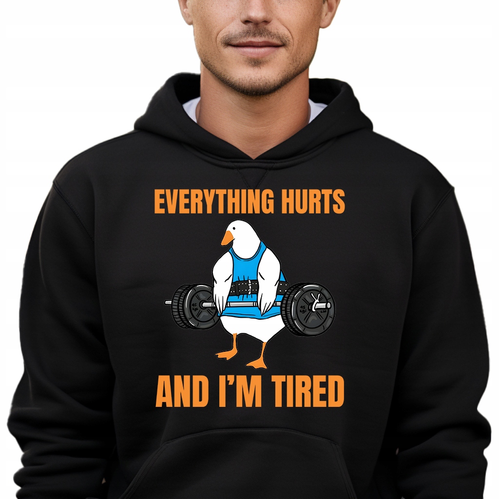 Černá pánská mikina s kapucí Everything Hurts Zábavné vzory Vel XL