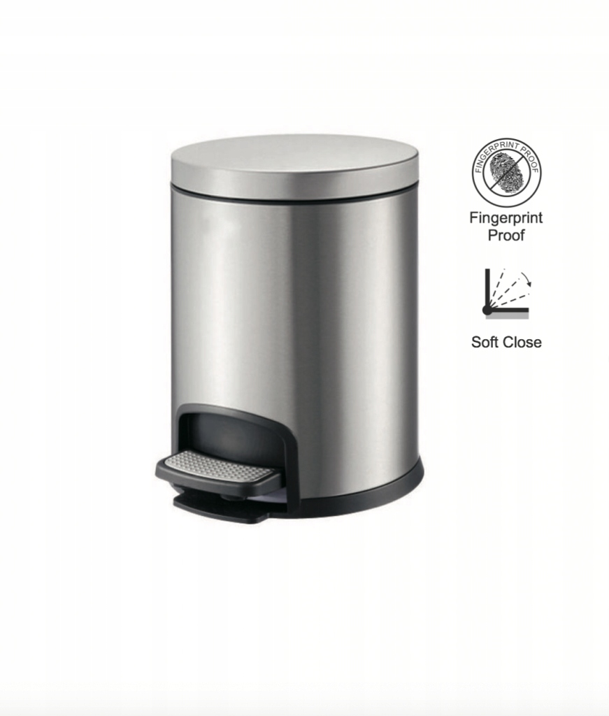 Stella Pedálový koš kulatý, stříbrný, 5L 20.20105