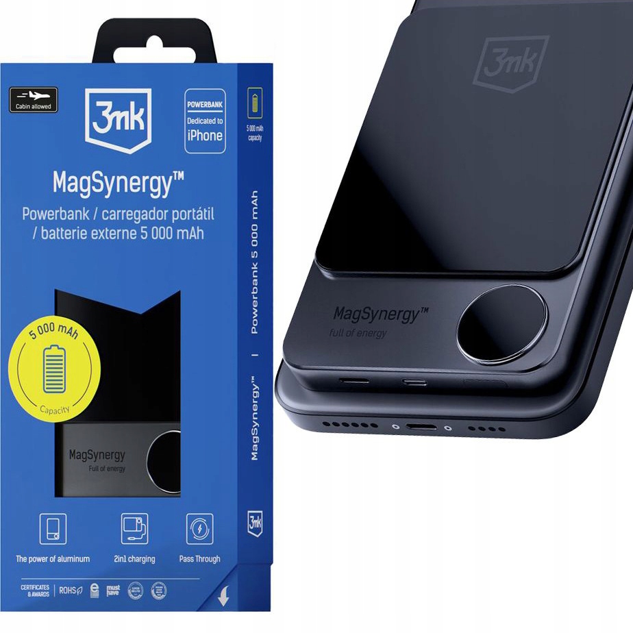 Power banka kabel Usb-c, 3mk, pro MagSafe, s displejem, 5 000 mAh, 18 W