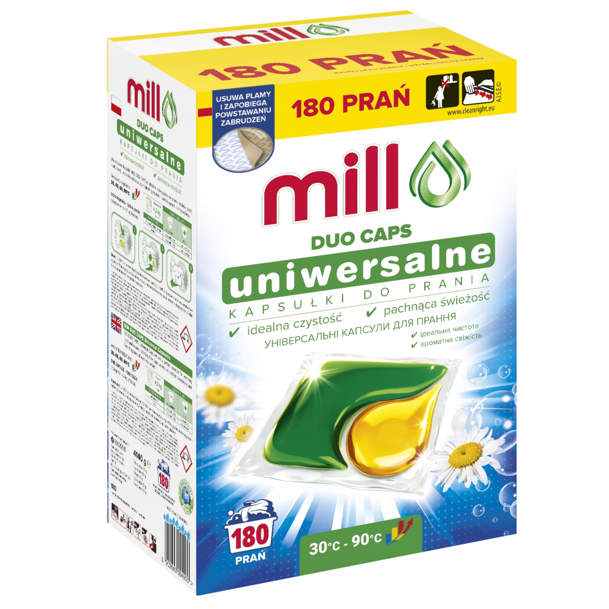 Uniwersalne Kapsułki Do Prania Mill Duo Caps Box 180 Kapsułek Professional