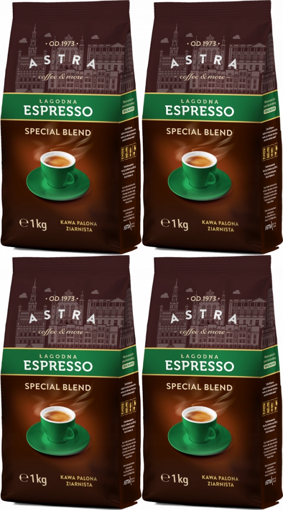 Kawa ziarnista Astra Łagodna Espresso 1kg x4