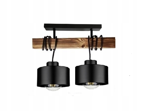 

Lampa żyrandol drewno 2xE27 Loft Czarna druciak