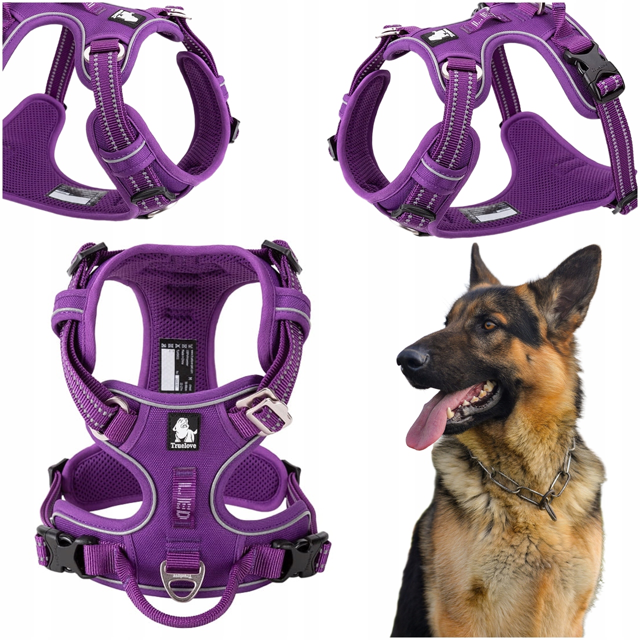 Szelki Dla Psa Truelove Front Line Premium Solidne Odblaskowe Fioletowe XL