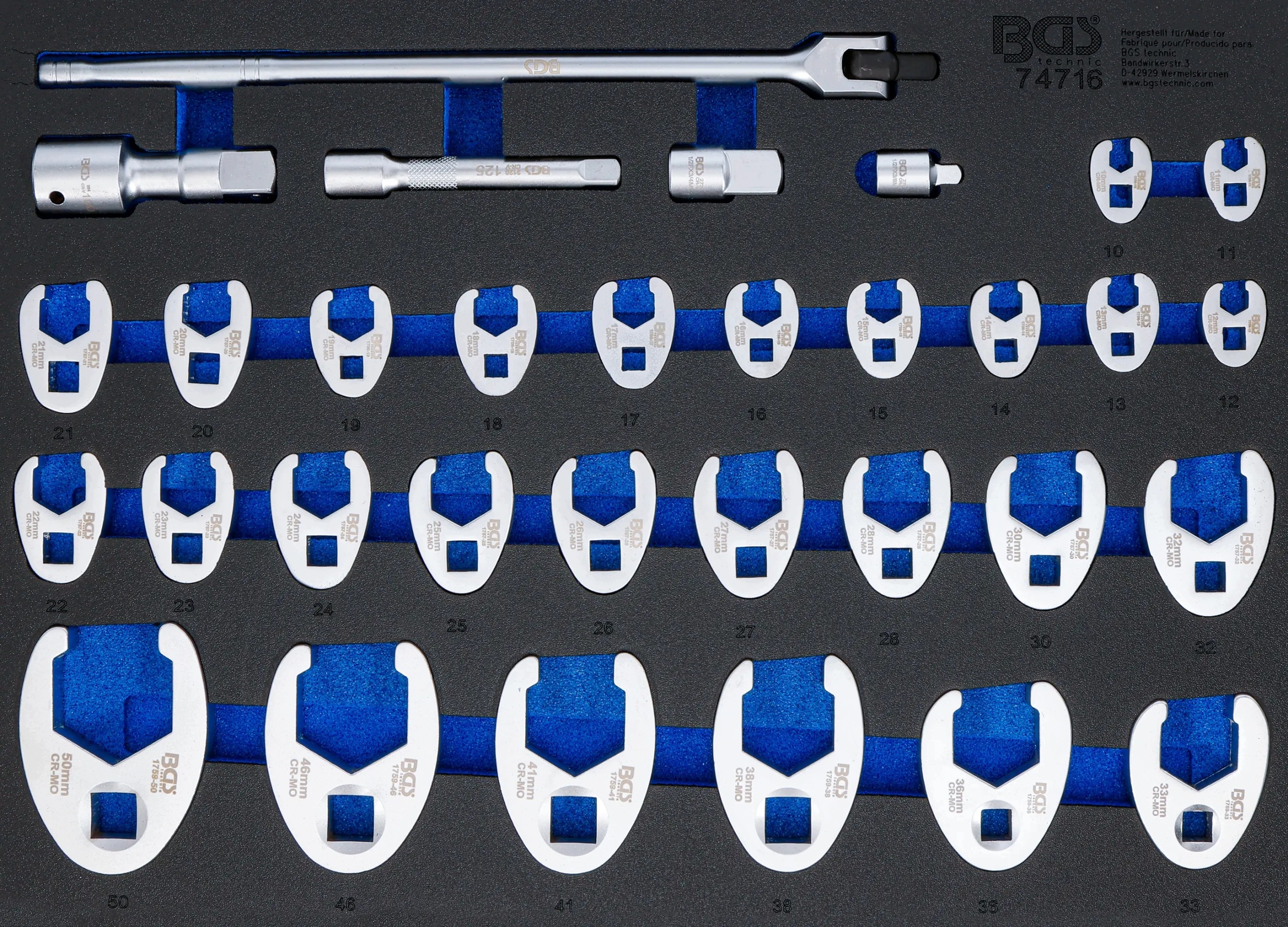 Sada pazúrových kľúčov 3/8", 1/2" a 3/4" 10-50 mm, vložka 3/3 Bgs, 32 ks
