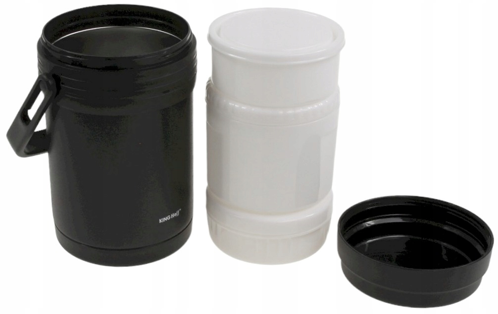 Termos obiadowy 1,5L + 3 pojemniki Nietłukący 1396 Kolor czarny