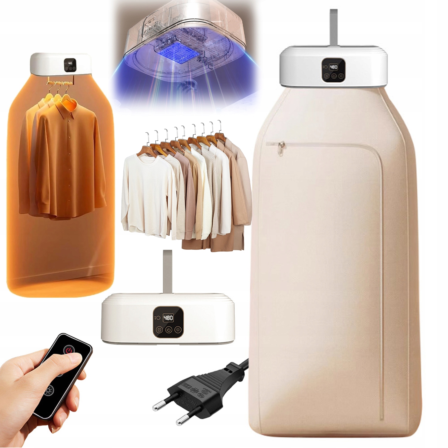 Levně Přenosná Elektrická Sušák Na Oblečení, Turistická Funkce Časovače Dálkové Ovládání