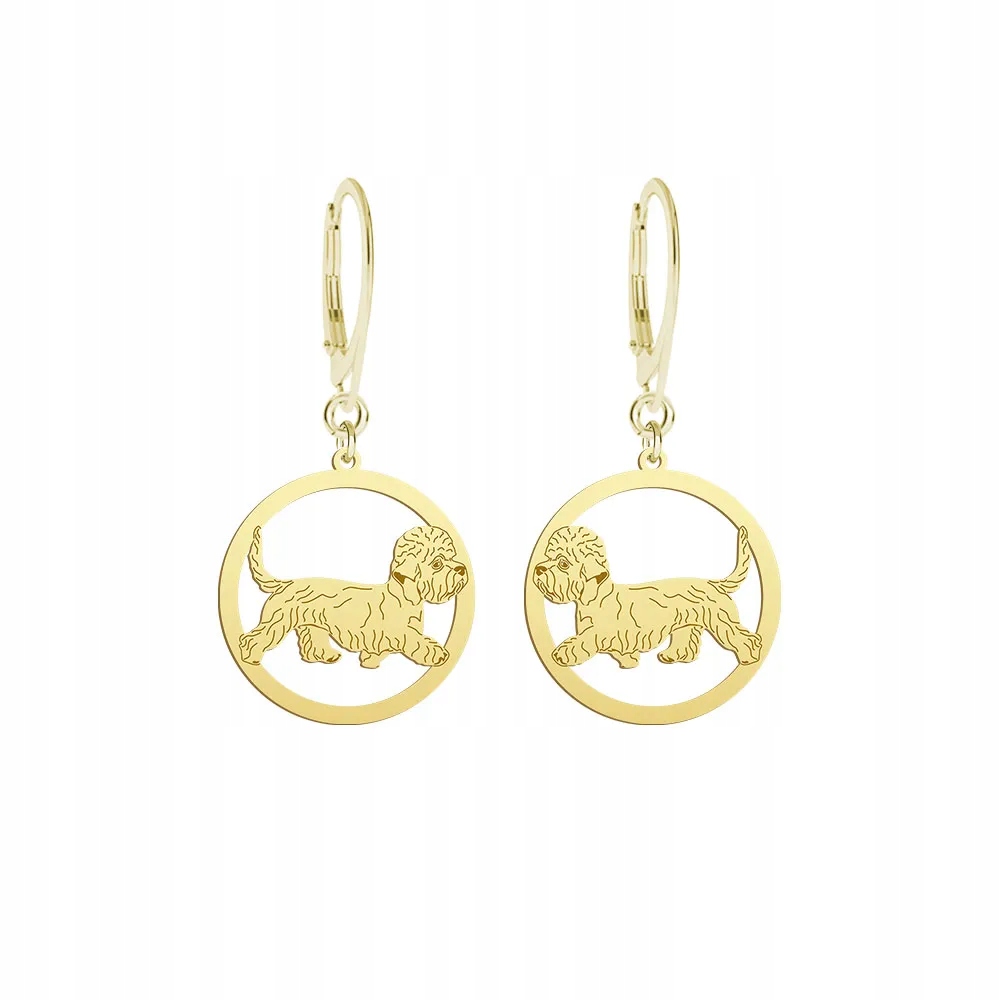 Náušnice Zlaté se psem Dandie Dinmont Terrier 925 Žena Gravírování Bonus