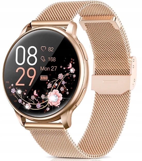 ELEGANCKI SMARTWATCH DAMSKI ROZMOWY POLSKIE MENU ZEGAREK DLA KOBIETY 2PASKI Kompatybilność systemowa Android iOS