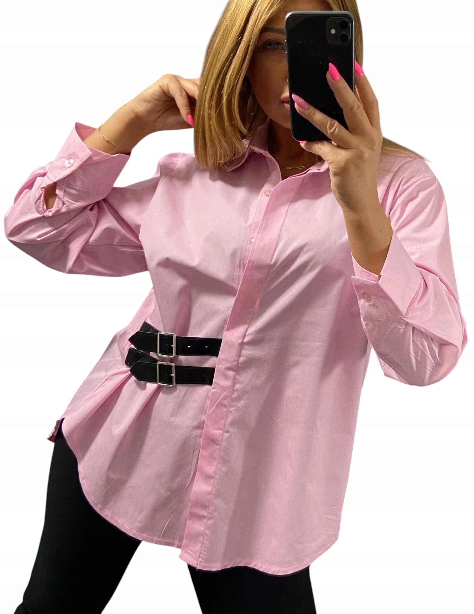U217 Hladká Košile S Límcem A Vložkou, Růžová vel. 44 (2XL)