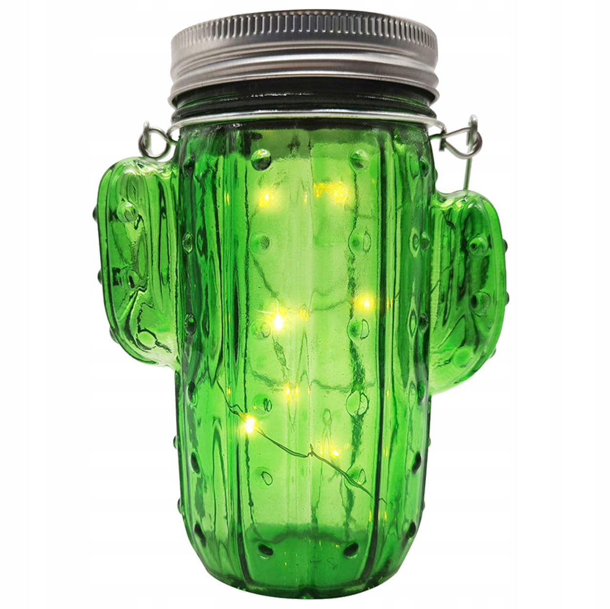 LAMPKA SOLARNA SŁOIK OGRODOWY KAKTUS SZKLANY LED