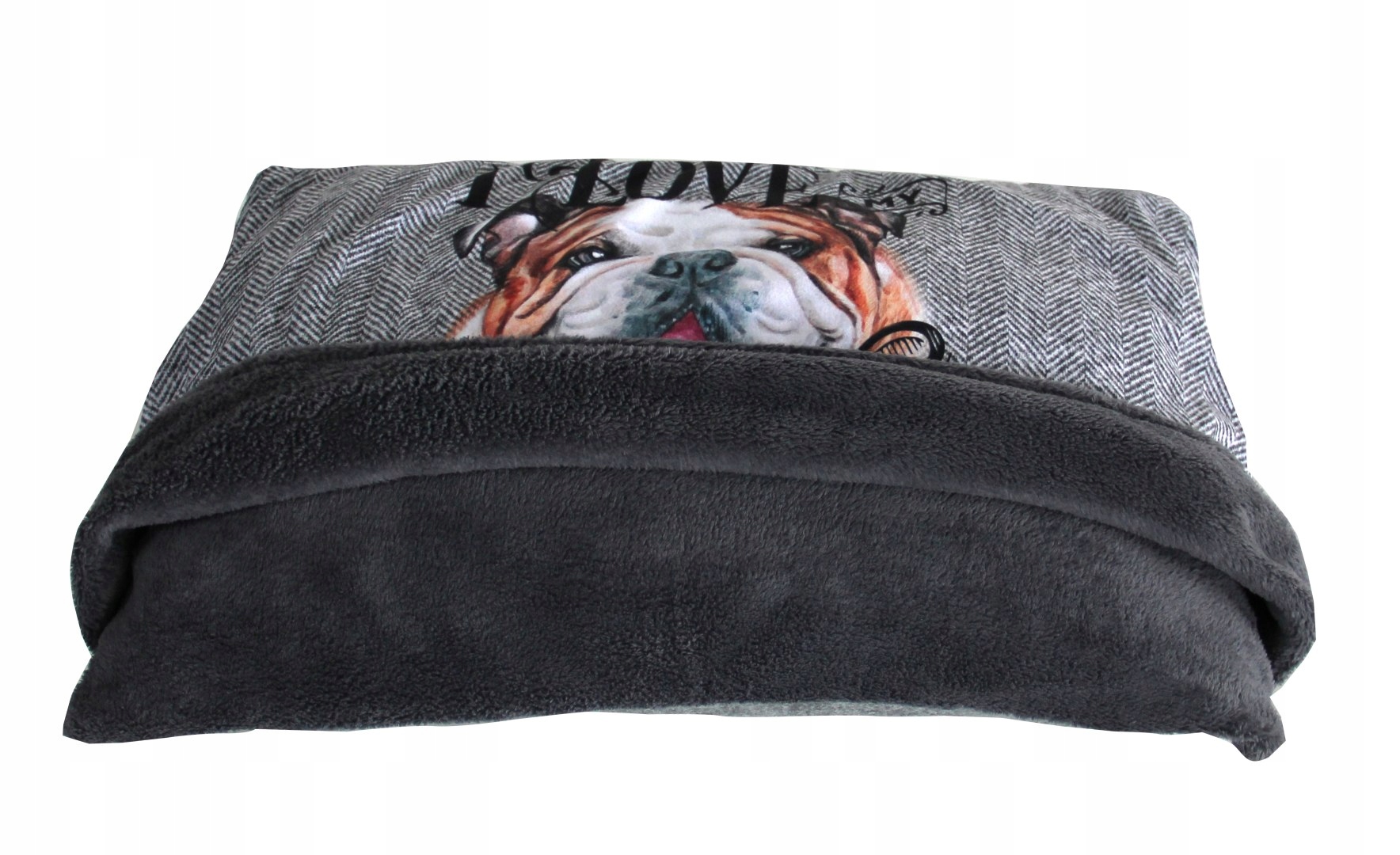Levně Pelíšek s peřinkou Love Bulldog XL 60x45