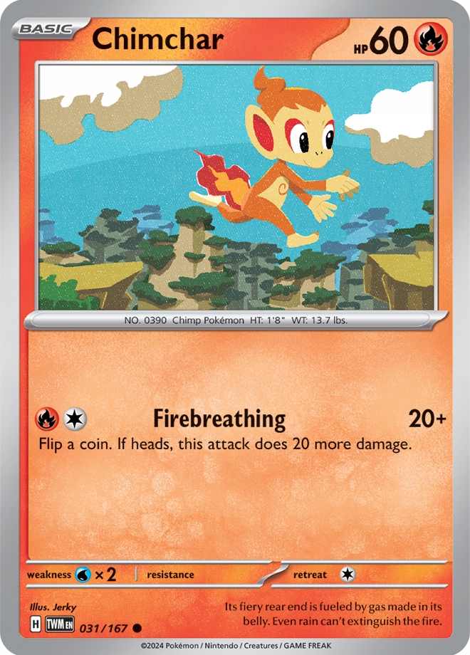 Oryginalna Karta Pokemon Chimchar (twm 031) Reverse Holo