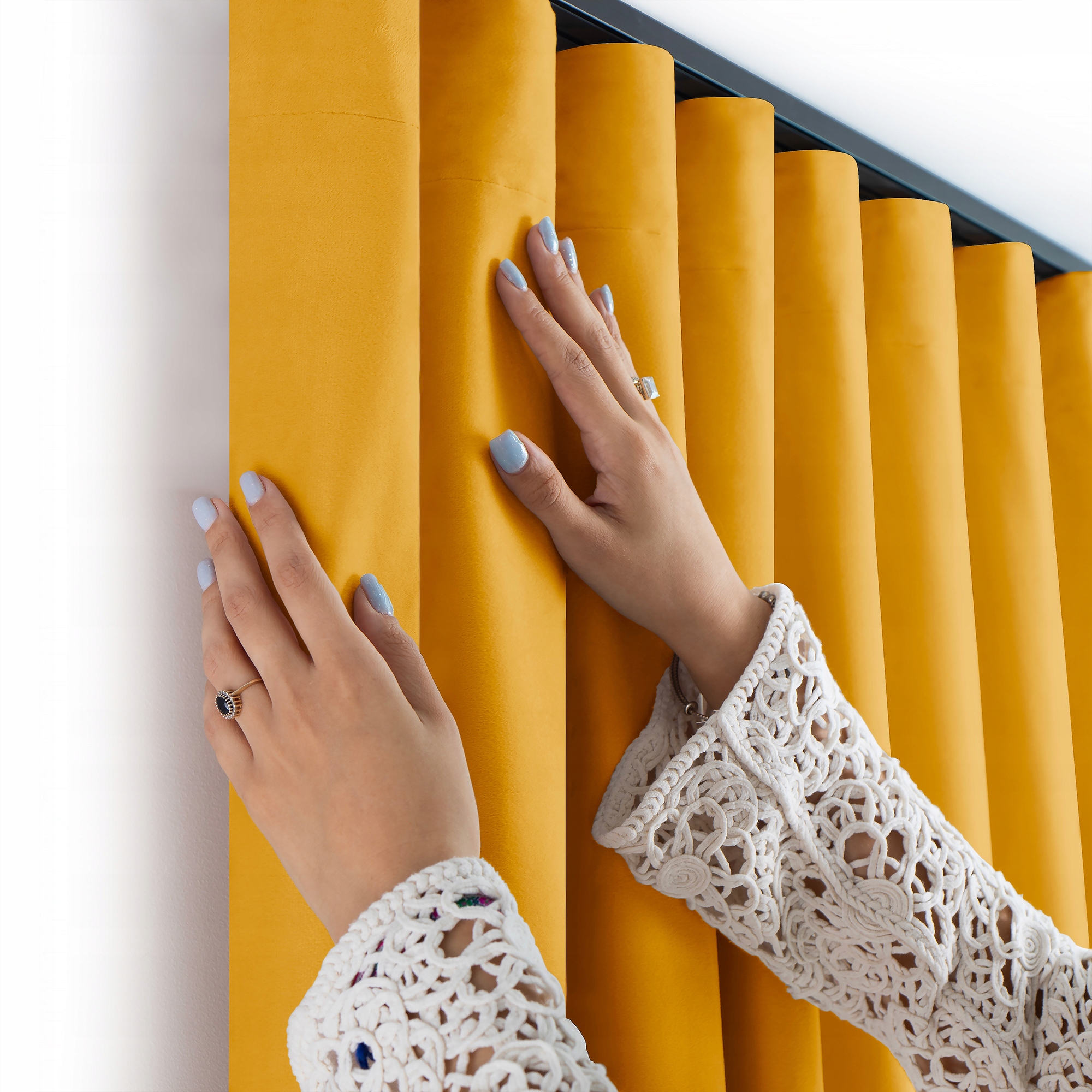 Filumi Záclona velvet velúrová Páska wave Horčicová 530x225