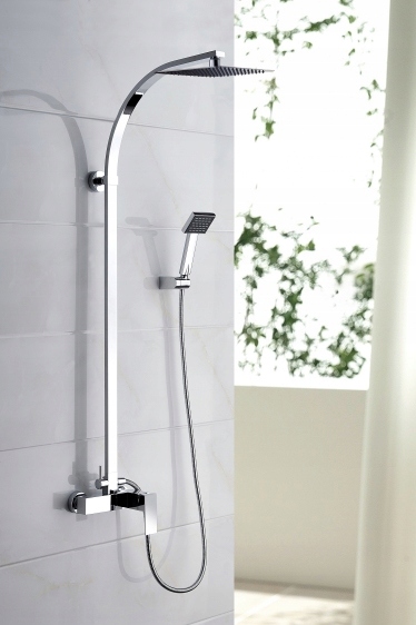 Sprchový Stĺp S Batériou, Štvorcový, Chróm