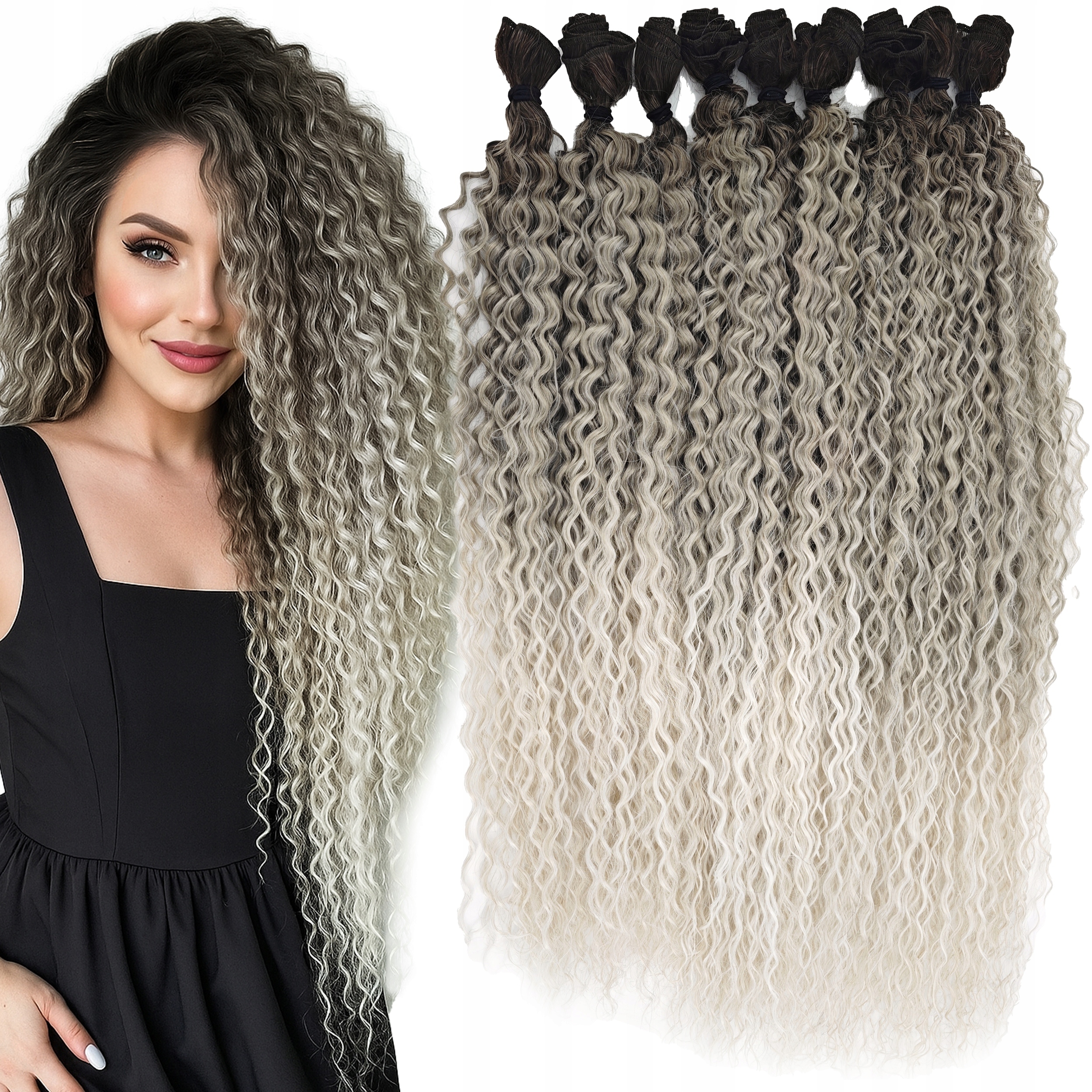 Afro Włosy syntetyczne Na Taśmie Beyonce Ombre 9-Pak 60cm 320g #TT4/T16/56C