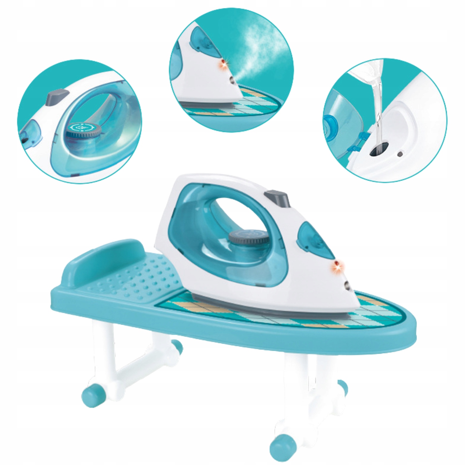 ŻELAZKO I DESKA DO PRASOWANIA ZESTAW DLA DZIECI AGD WODA ŚWIATŁO AKCESORIA Seria 32323