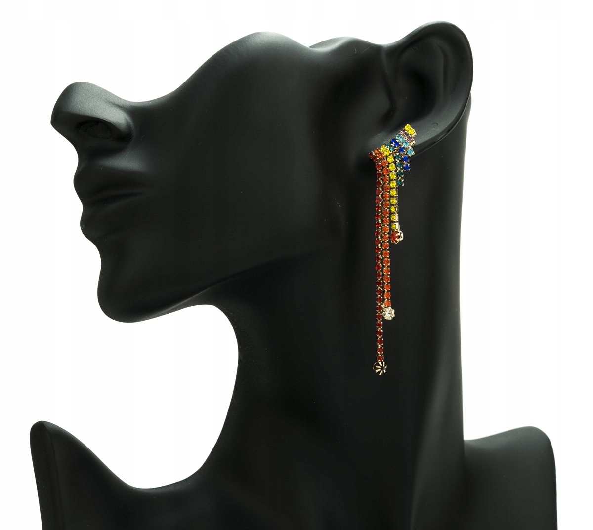 

Kolczyki złote długie wiszące kolorowe cyrkonie