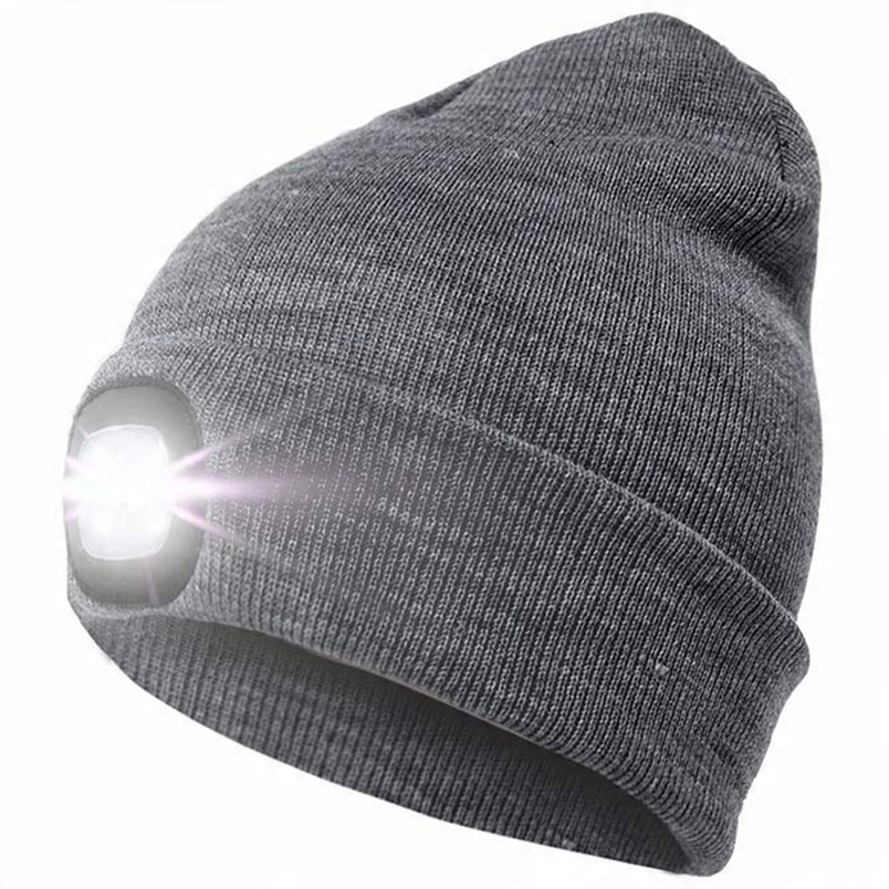 

Czapka zimowa z opaska +lampka Latarka czołowa Led