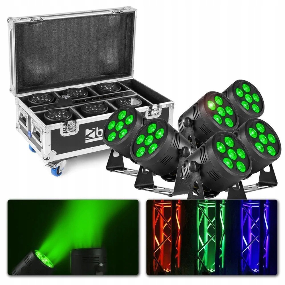 6× Reflektor BeamZ BBP66 LED 6 x 6 W + Skrzynia na sprzęt BeamZ FCC66
