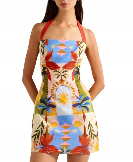 Forever New Keely Halter Neck Linen miini šaty vel. 42