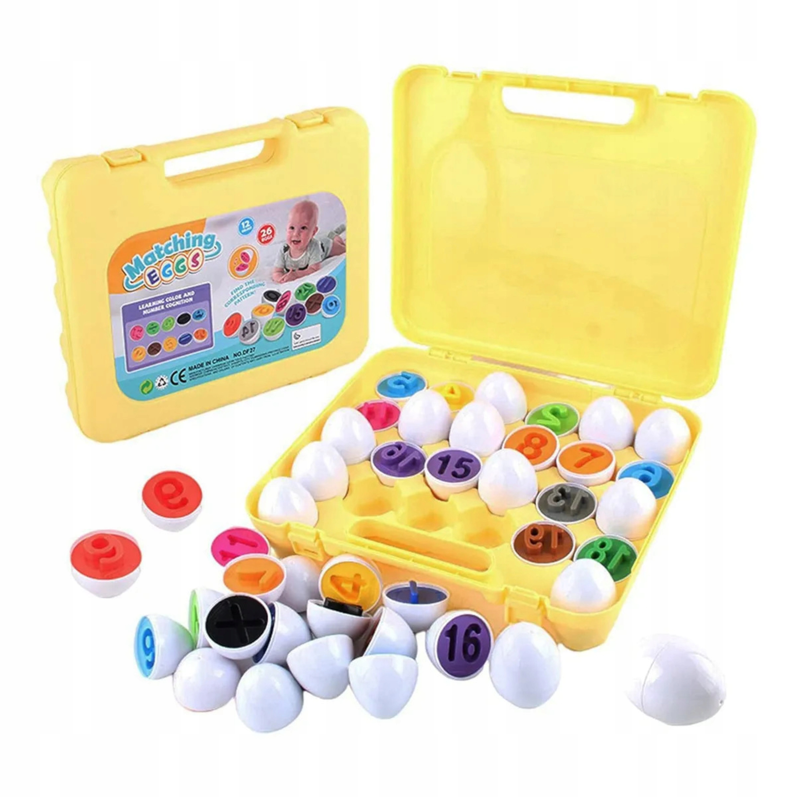 Układanka sorter jajka Montessori cyfry DF27 Materiał plastik