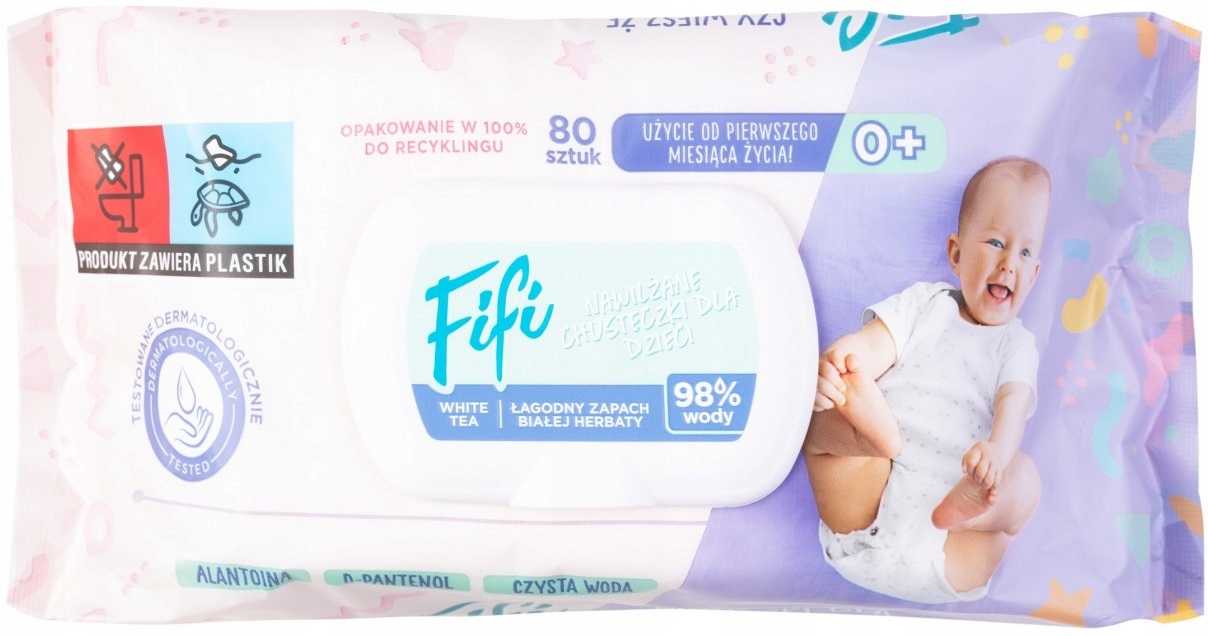 CHUSTECZKI NAWILŻANE WODĄ 98% Z ALANTOINA 80SZT