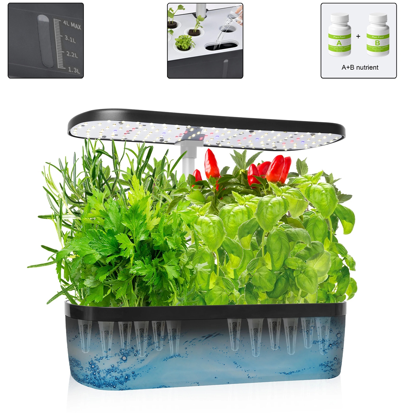 Hydroponika Sada na pestovanie byliniek 12 Led kapsúl 20W Časovač