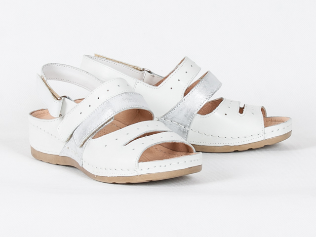 Grodecki 1100 sandálky Polské bílé/stříbro 41 Kůže