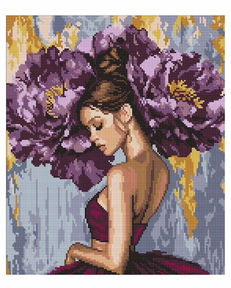 Diamantová Mozaika Baletka S Pivoňkami 40X50 CM