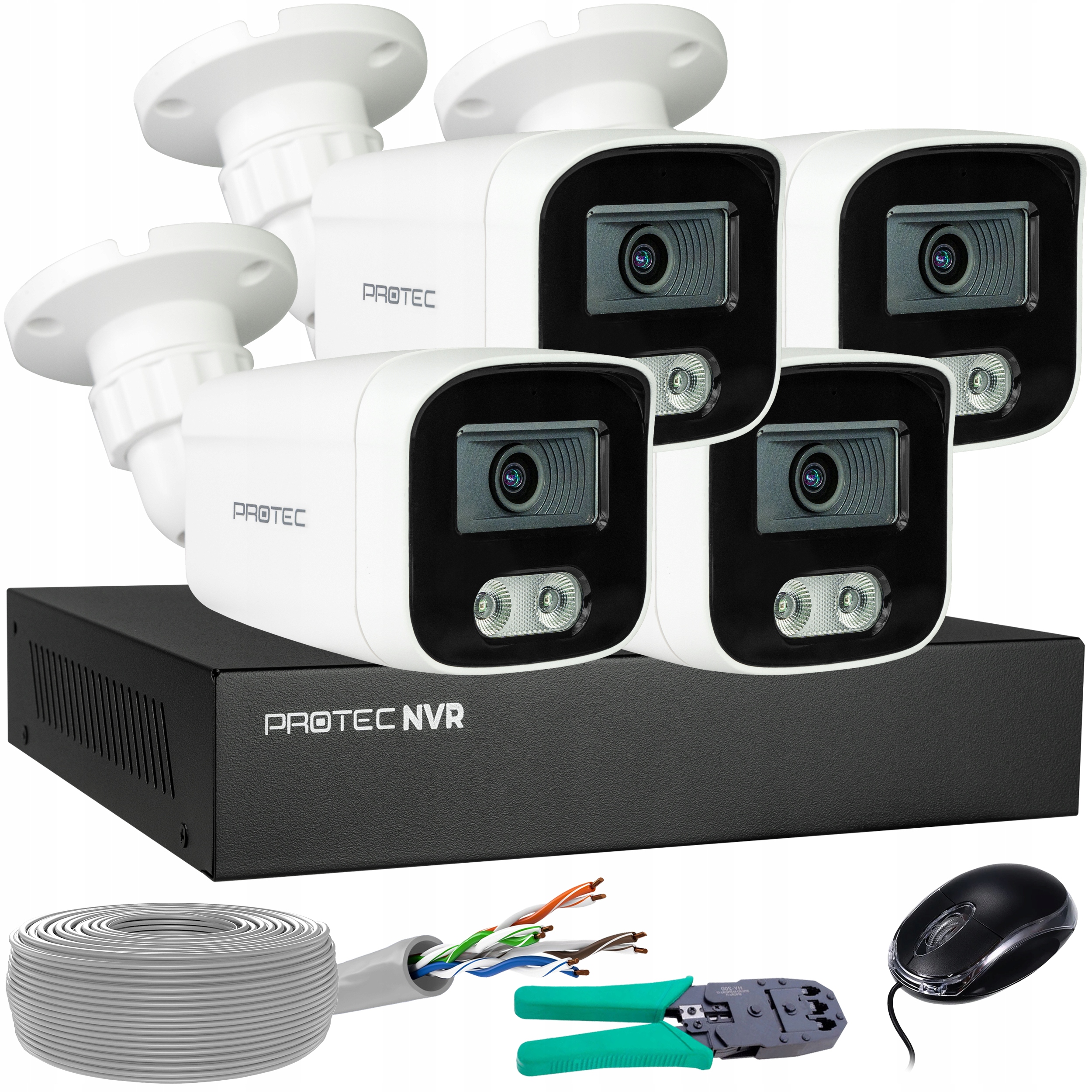 Monitorovací sada 4 Ip kamery 8MP PoE Mikrofon Detekce lidí bez hdd