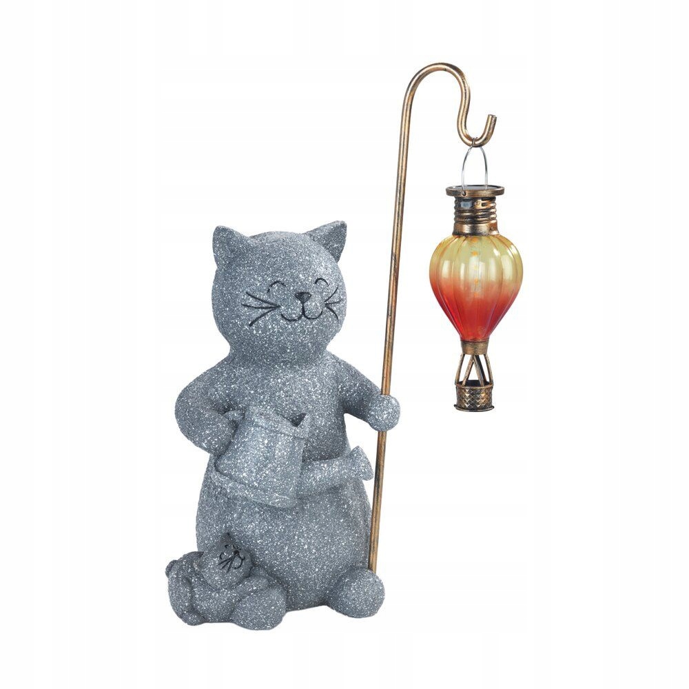 Solární Lampa Kočka S Led Balónem Polyresin 15 X 26,5 X 16 CM